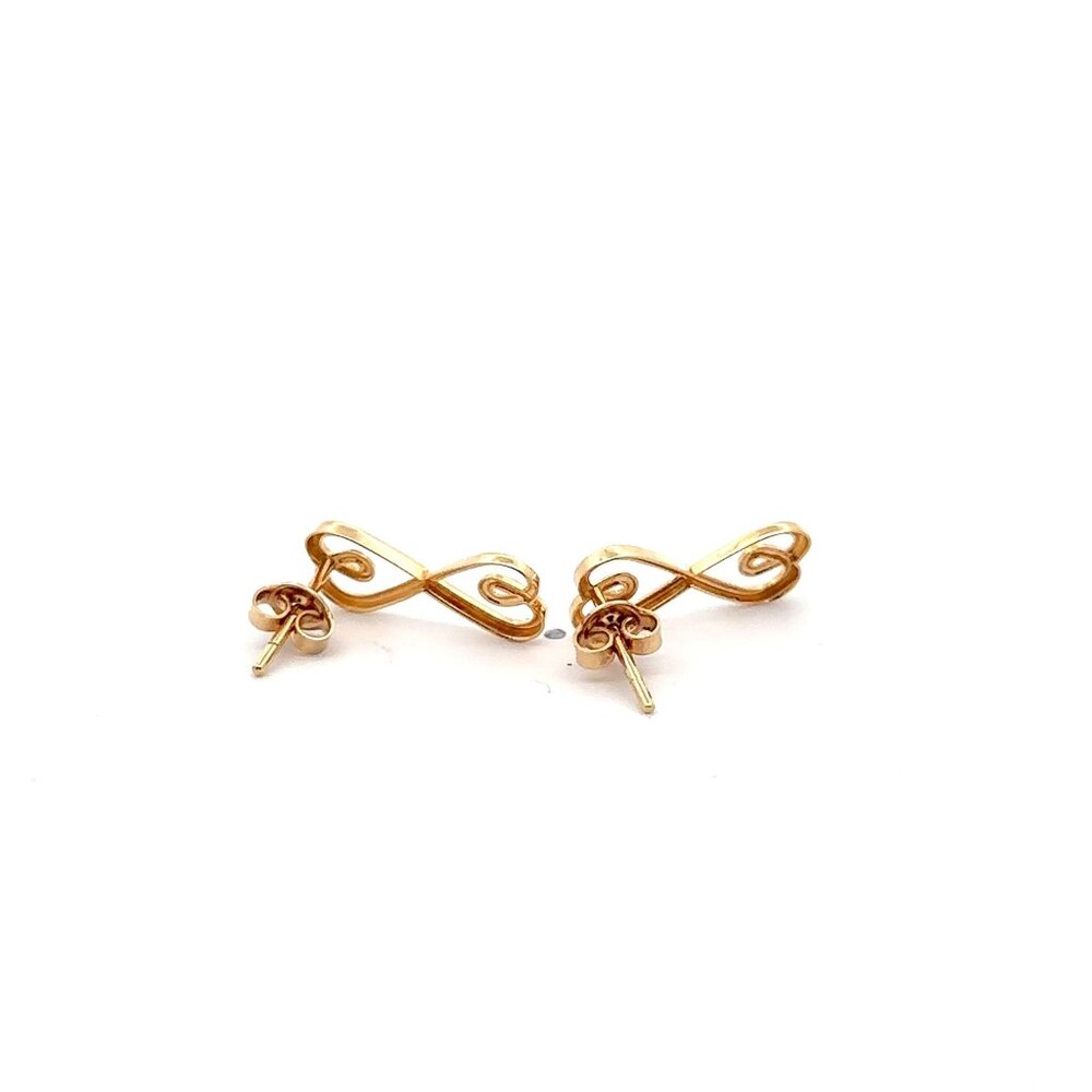 18K Gold Earrings Post Infinity 1.80 grams - Picture 7 of 9